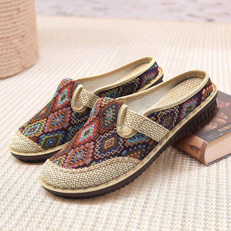 Women's New Breathable Linen Fisherman Shoes Women's Shoes Baotou Half Slippers - Image 5