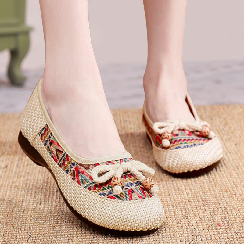 2023 New Soft Sole Women's Shoes Shallow Mouth Linen Shoes