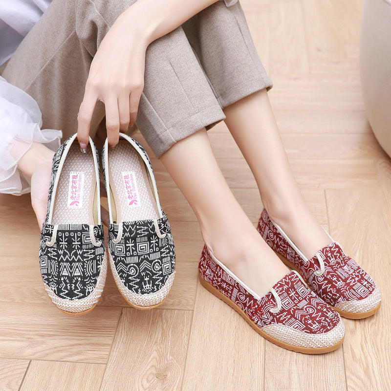 Spring New Women's Shoes Soft Sole Non-slip Canvas Shoes Women's Shoes Beef Tendon Sole Mother's Shoes