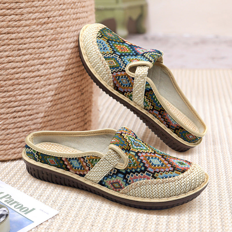 Women's New Breathable Linen Fisherman Shoes Women's Shoes Baotou Half Slippers - Image 3