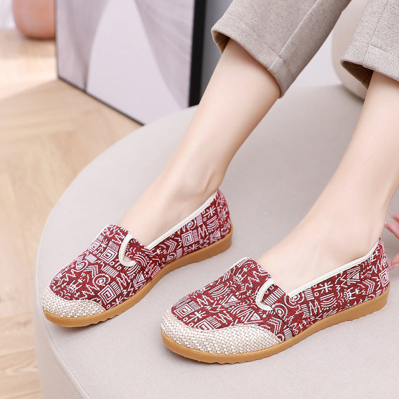 2023 Spring and Summer Cloth Shoes Women's Flat-heeled Shallow Mouth Slip-on Lazy Mother Shoes - Image 10