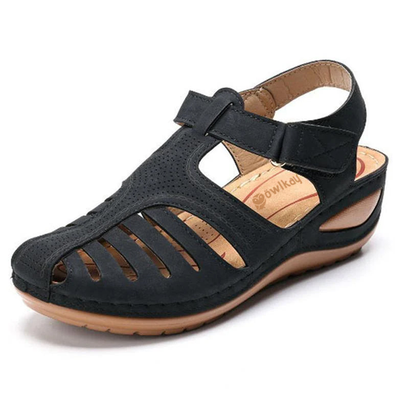 Soft PU Leather Closed Toe Vintage AntiSlip Sandals - Image 2